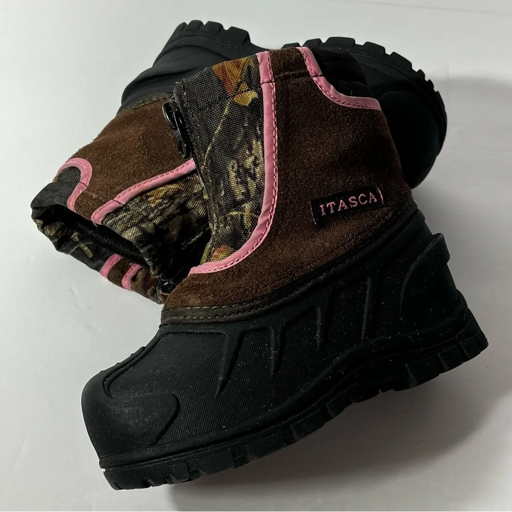 Itasca Girls Waterproof Snow Stomper‎ Winter Boot Camouflage Pink Kids 9 READ